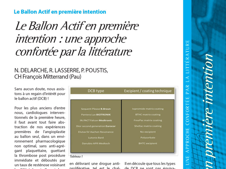 Le Ballon Actif en première intention : une approche confortée par la littérature