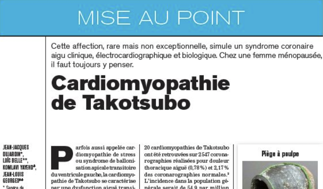 CARDIOMYOPATHIE DE TAKOTSUBO