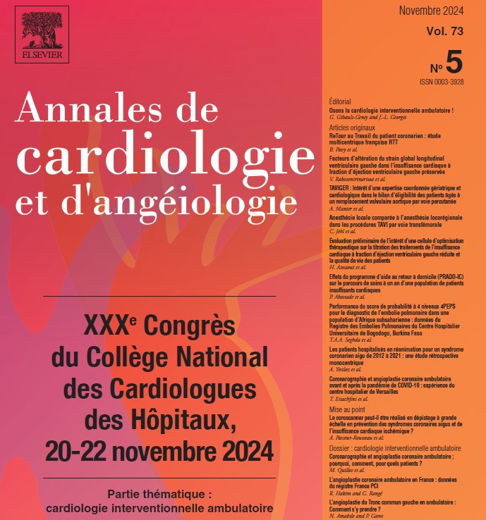 Annales de Cardiologie et d’Angéiologie, volume 73